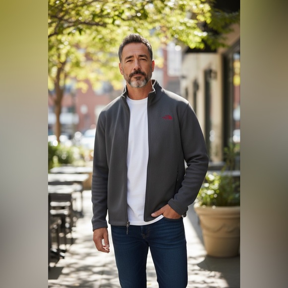 NWOT The North Face Men's Ribbed Gray Full Zip Jacket! Large! New! - Picture 7 of 7